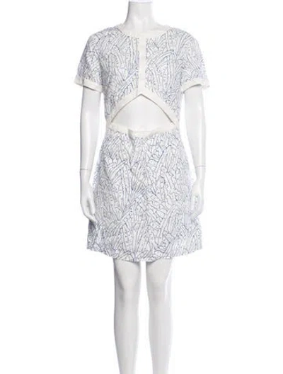 Pre-owned Staud Linen Mini Dress In Blue/white