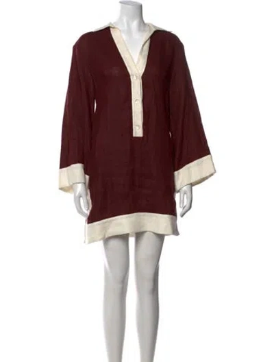 Pre-owned Staud Linen Mini Dress In Brown