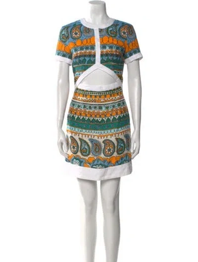 Pre-owned Staud Linen Mini Dress In Green