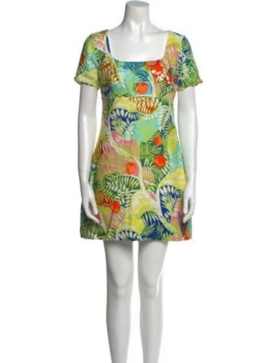 Pre-owned Staud Linen Mini Dress In Green