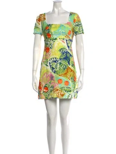 Pre-owned Staud Linen Mini Dress In Green