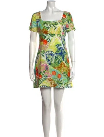 Pre-owned Staud Linen Mini Dress In Green