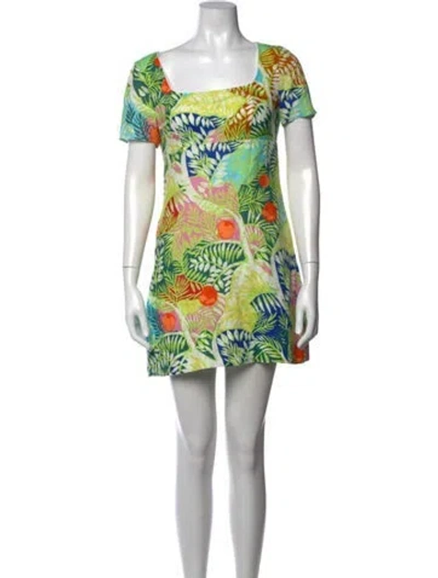 Pre-owned Staud Linen Mini Dress In Green