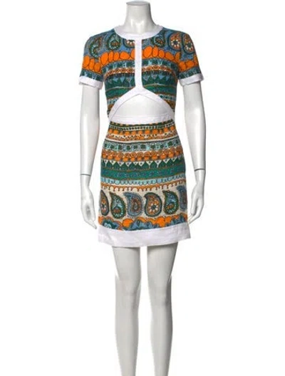 Pre-owned Staud Linen Mini Dress In Green