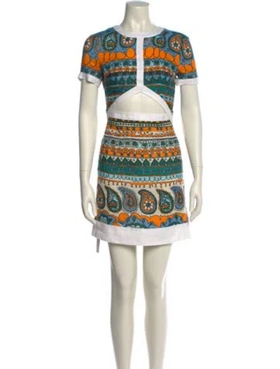 Pre-owned Staud Linen Mini Dress In Multi