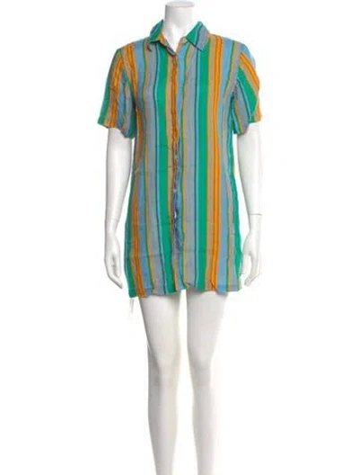 Pre-owned Staud Linen Mini Dress In Multi
