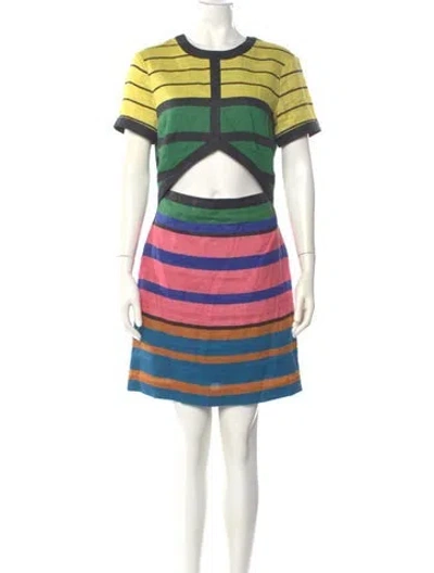 Pre-owned Staud Linen Mini Dress In Multi