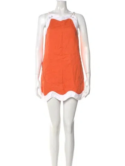 Pre-owned Staud Linen Mini Dress In Multi