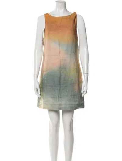 Pre-owned Staud Linen Mini Dress In Multi