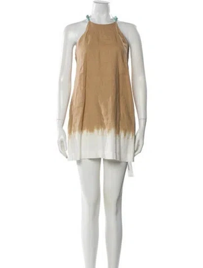 Pre-owned Staud Linen Mini Dress In Neutral