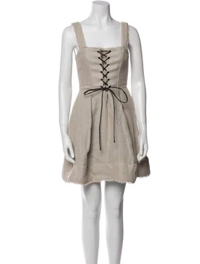 Pre-owned Staud Linen Mini Dress In Neutral