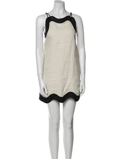 Pre-owned Staud Linen Mini Dress In Neutral