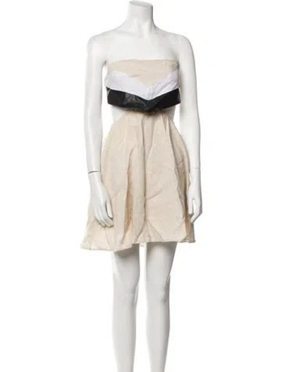 Pre-owned Staud Linen Mini Dress In Neutral