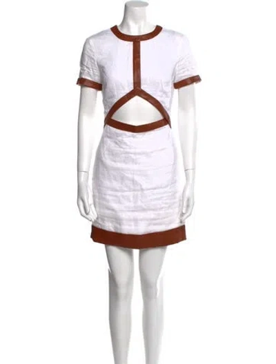 Pre-owned Staud Linen Mini Dress In Neutral