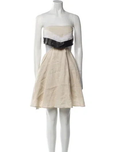 Pre-owned Staud Linen Mini Dress In Neutral