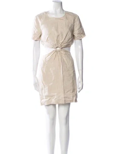 Pre-owned Staud Linen Mini Dress In Neutral