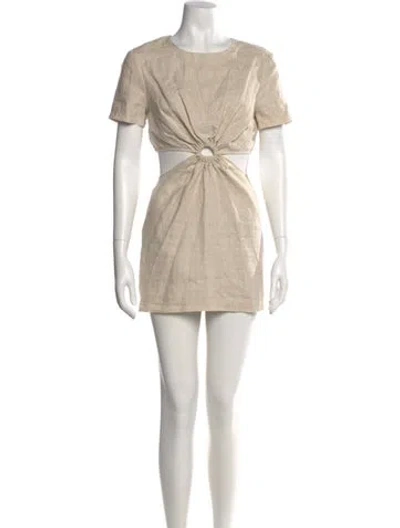 Pre-owned Staud Linen Mini Dress In Neutral