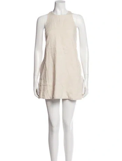 Pre-owned Staud Linen Mini Dress In Neutral