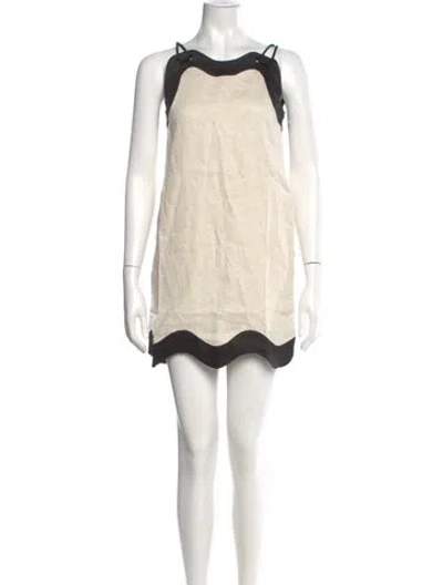 Pre-owned Staud Linen Mini Dress In Neutral