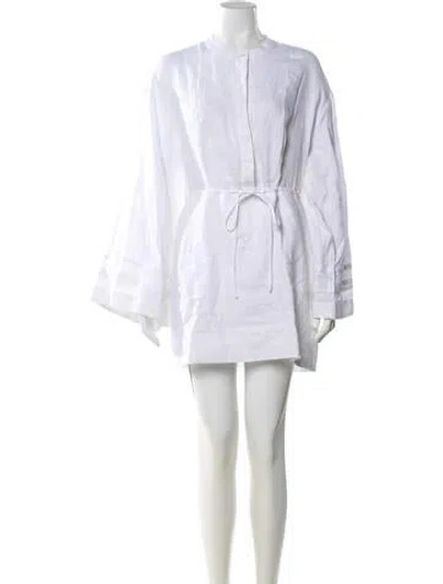Pre-owned Staud Linen Mini Dress In Neutral
