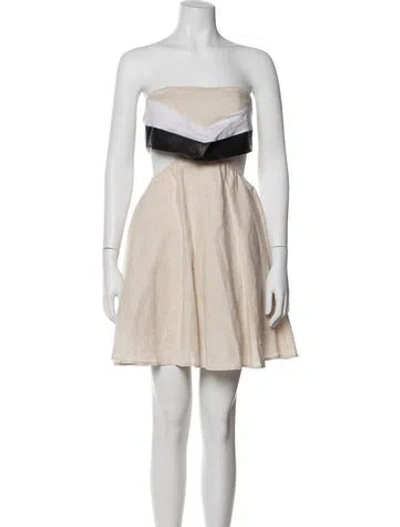 Pre-owned Staud Linen Mini Dress In Neutral