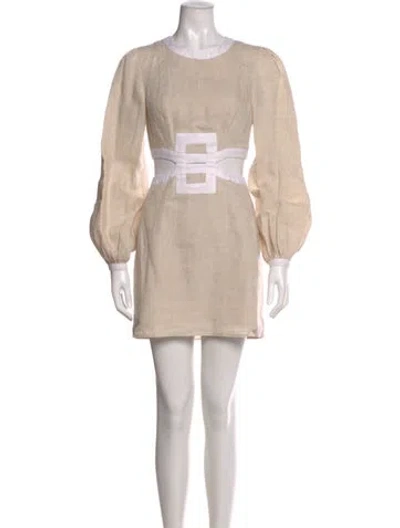 Pre-owned Staud Linen Mini Dress In Neutral