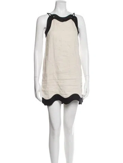 Pre-owned Staud Linen Mini Dress In Neutral