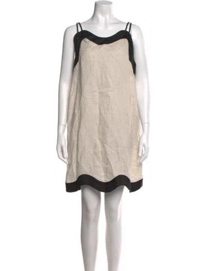 Pre-owned Staud Linen Mini Dress In Neutral