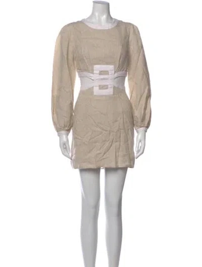 Pre-owned Staud Linen Mini Dress In Neutral