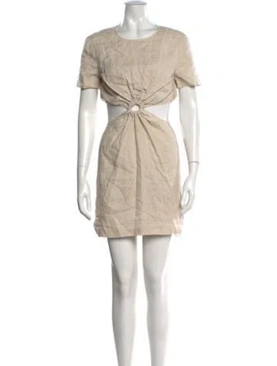 Pre-owned Staud Linen Mini Dress In Neutral