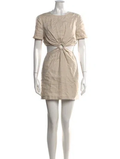 Pre-owned Staud Linen Mini Dress In Neutral