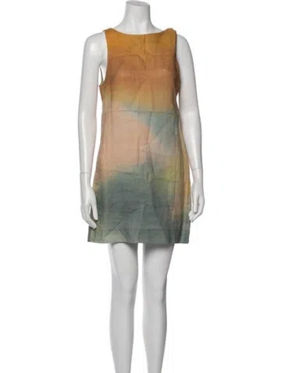 Pre-owned Staud Linen Mini Dress In Neutral