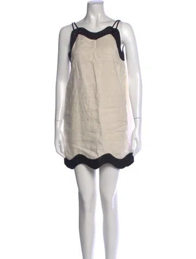 Pre-owned Staud Linen Mini Dress In Neutrals
