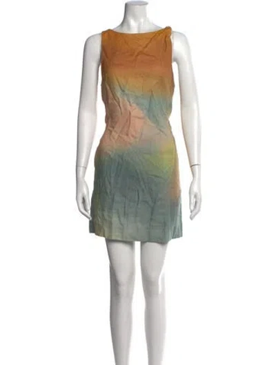 Pre-owned Staud Linen Mini Dress In Neutrals