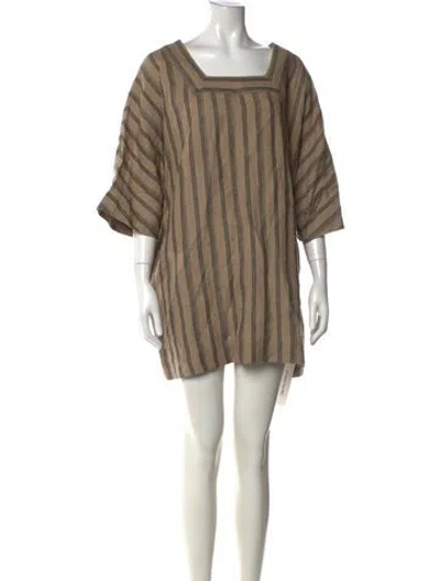Pre-owned Staud Linen Mini Dress In Neutrals