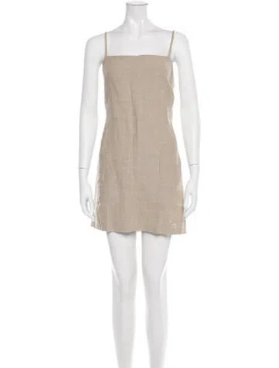 Pre-owned Staud Linen Mini Dress In Neutrals