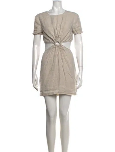 Pre-owned Staud Linen Mini Dress In Neutrals