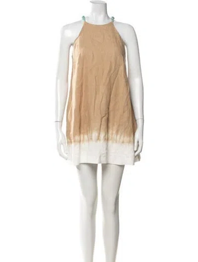 Pre-owned Staud Linen Mini Dress In Neutrals