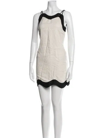 Pre-owned Staud Linen Mini Dress In Neutrals