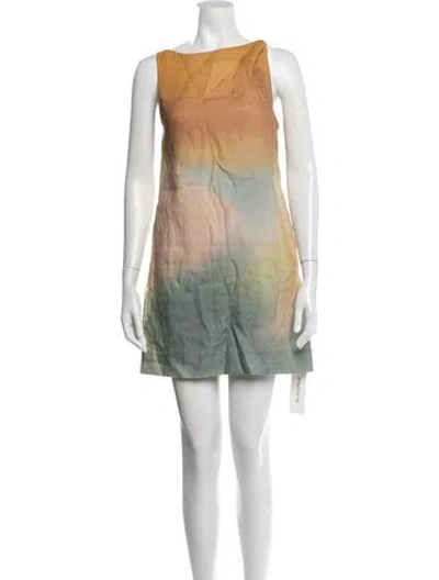 Pre-owned Staud Linen Mini Dress In Neutrals