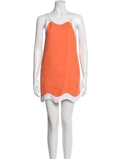 Pre-owned Staud Linen Mini Dress In Orange