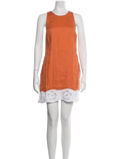 Pre-owned Staud Linen Mini Dress In Orange