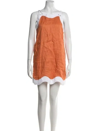 Pre-owned Staud Linen Mini Dress In Orange