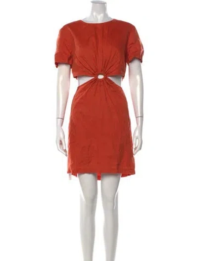 Pre-owned Staud Linen Mini Dress In Orange