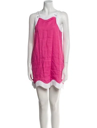 Pre-owned Staud Linen Mini Dress In Pink