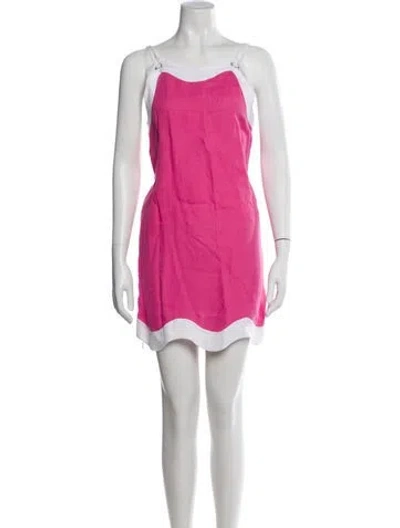 Pre-owned Staud Linen Mini Dress In Pink
