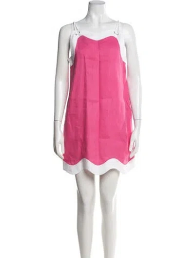 Pre-owned Staud Linen Mini Dress In Pink