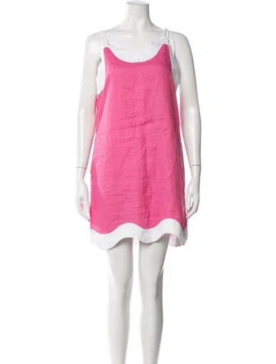Pre-owned Staud Linen Mini Dress In Pink