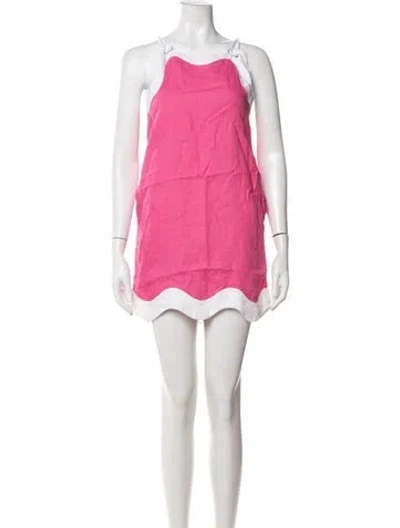 Pre-owned Staud Linen Mini Dress In Pink