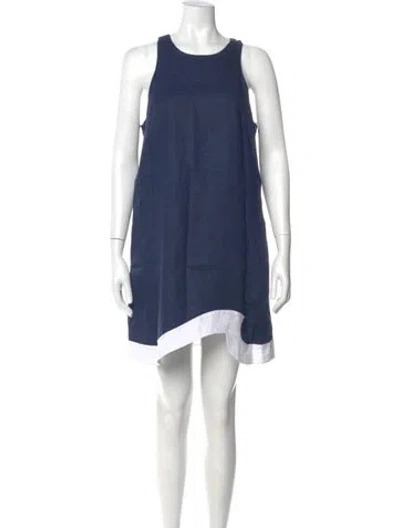 Pre-owned Staud Linen Mini Dress W/ Tags In Blue